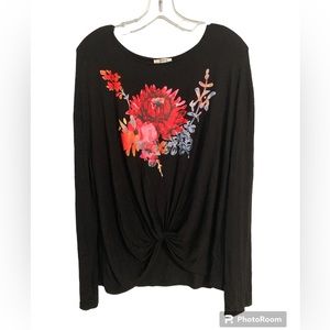 JODIFL twist knot front pullover top Size M